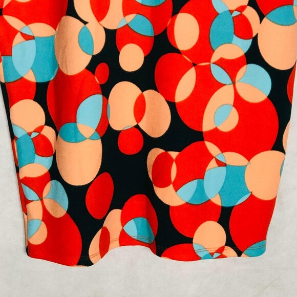 LulaRoe classic skirt pencil geometric black orange stretch medium READ NEW - Picture 2 of 6